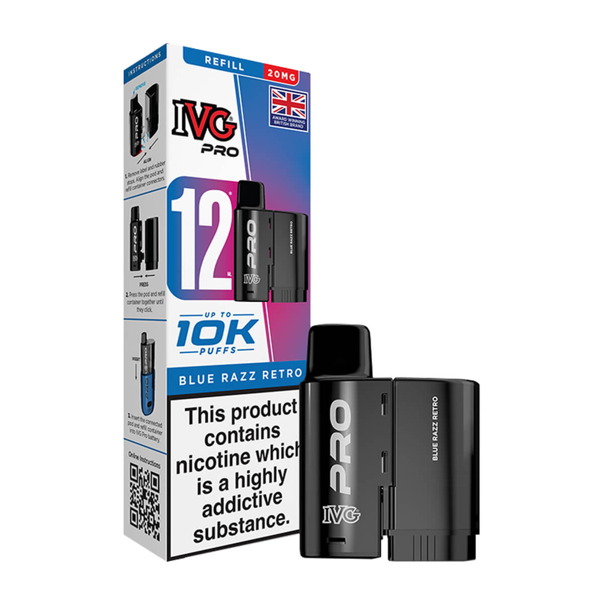 Blue Razz Retro IVG Pro 12 Refill Pack