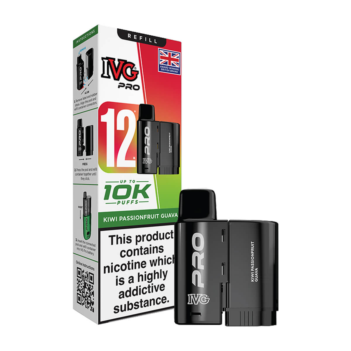 Kiwi Passionfruit Guava IVG Pro 12 Refill Pack