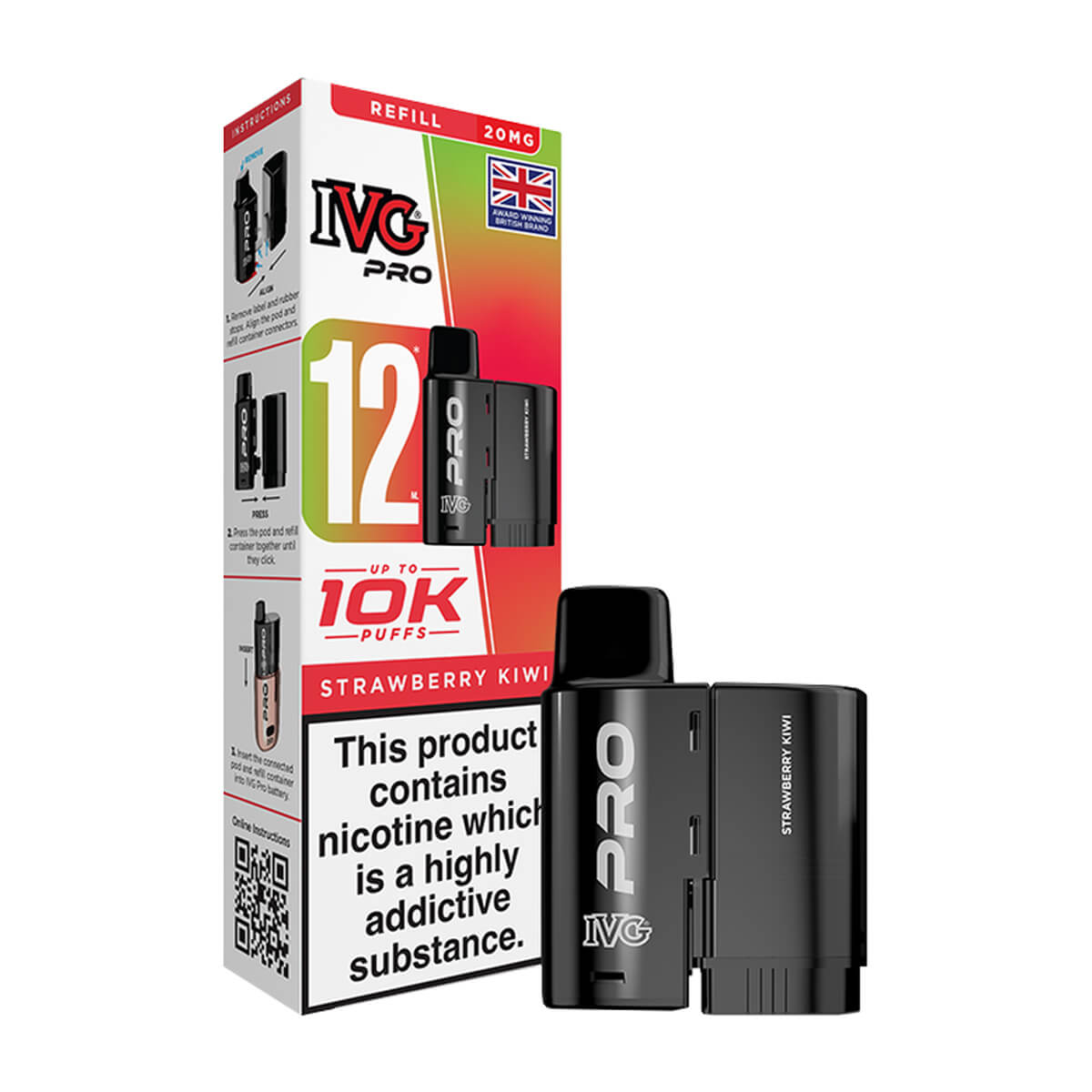 Strawberry Kiwi IVG Pro 12 Refill Pack