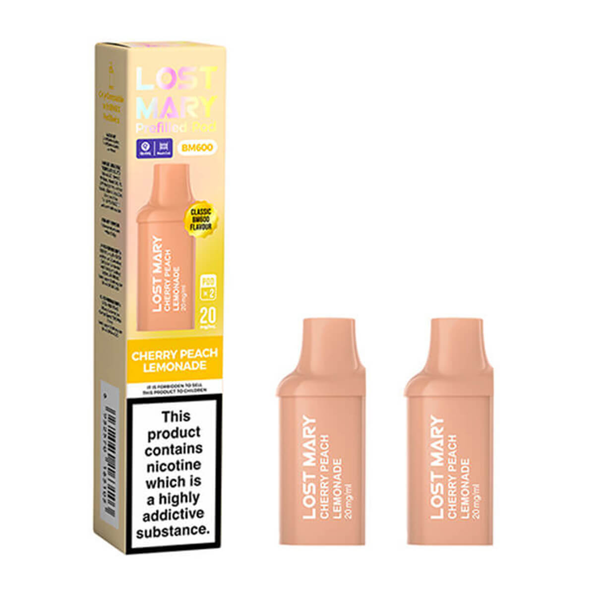 Cherry Peach Lemonade BM600 Prefilled Pods by Lost Mary