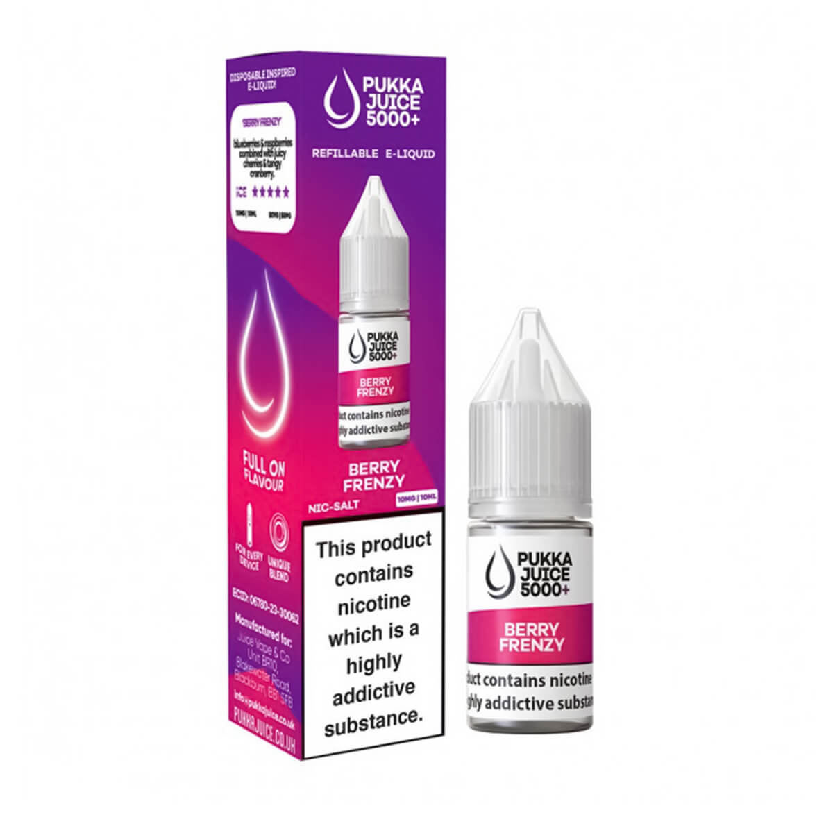 Berry Frenzy Nic Salt E Liquid By Pukka Juice 5000+