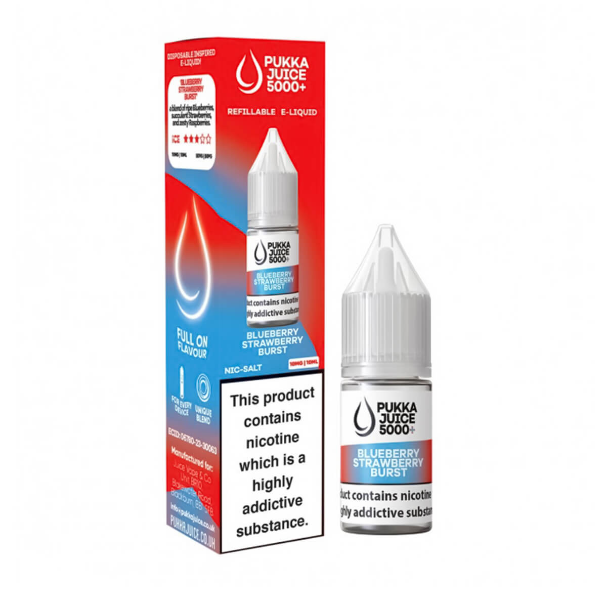 Blueberry Strawberry Burst Nic Salt E Liquid By Pukka Juice 5000+