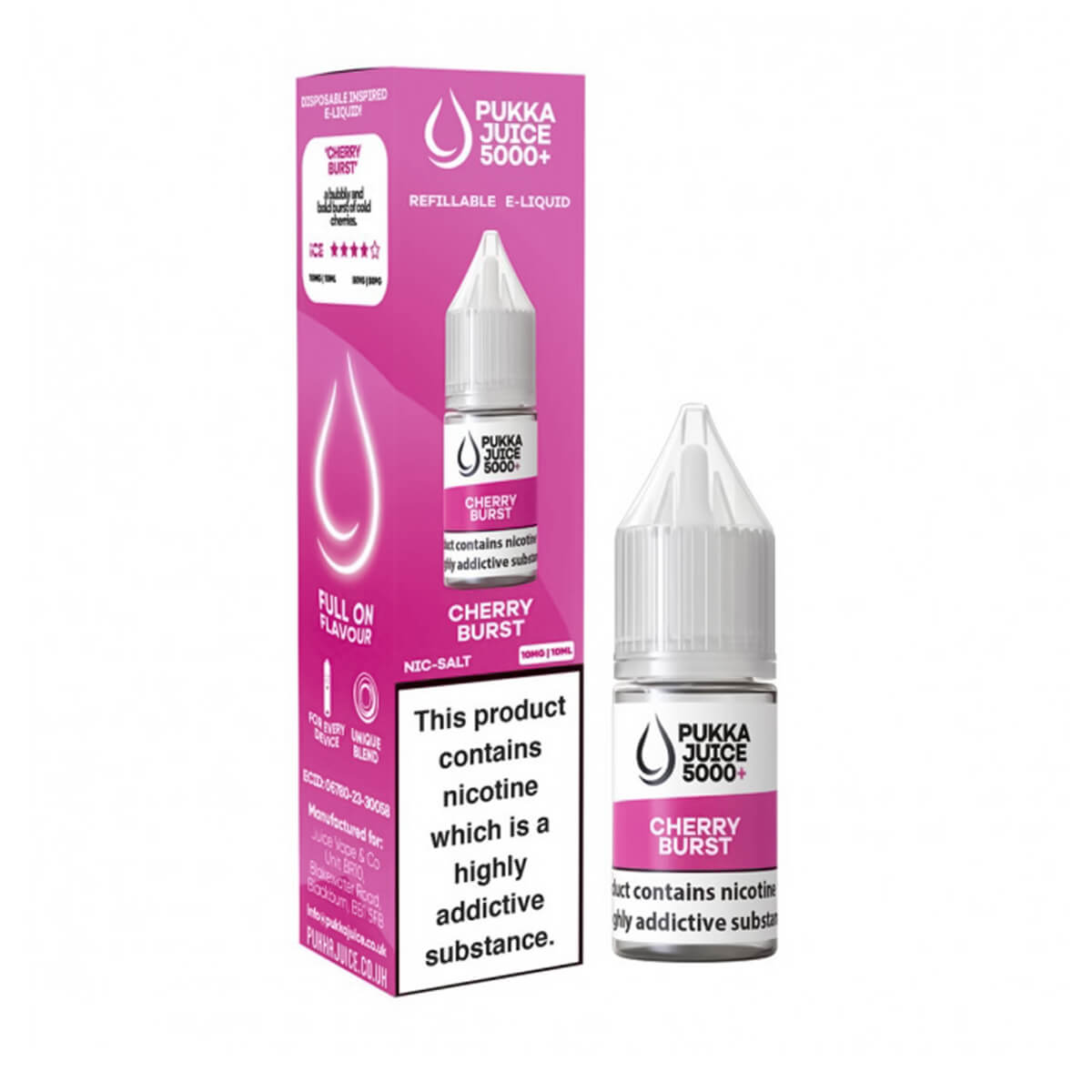 Cherry Burst Nic Salt E Liquid By Pukka Juice 5000+