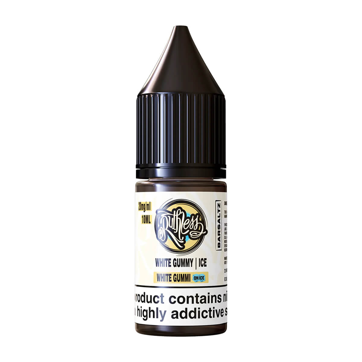 White Gummi On Ice Nic Salt E-Liquids by Ruthless Bar Saltz