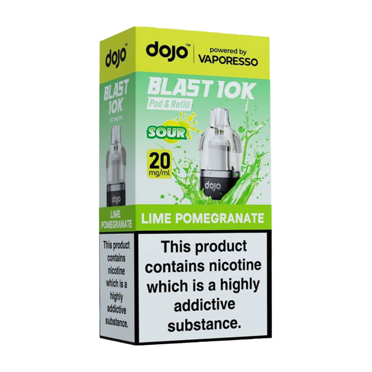 Lime Pomegranate DoJo Blast 10k Prefilled Pods + Refills by Vaporesso