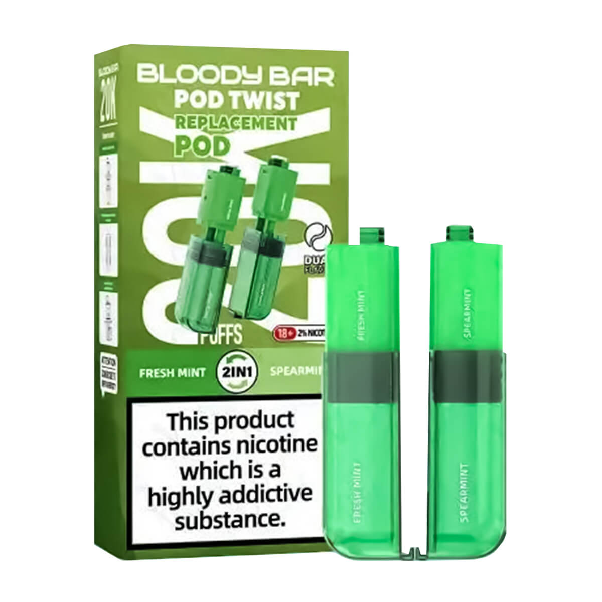 Bloody Bar Ultra Twist 20k Prefilled Pod + Refill Container Fresh Mint & Spearmint