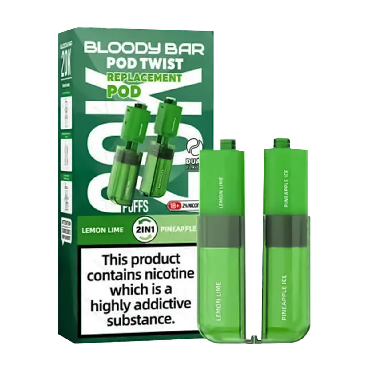 Bloody Bar Ultra Twist 20k Prefilled Pod + Refill Container Lemon Lime & Pineapple Ice