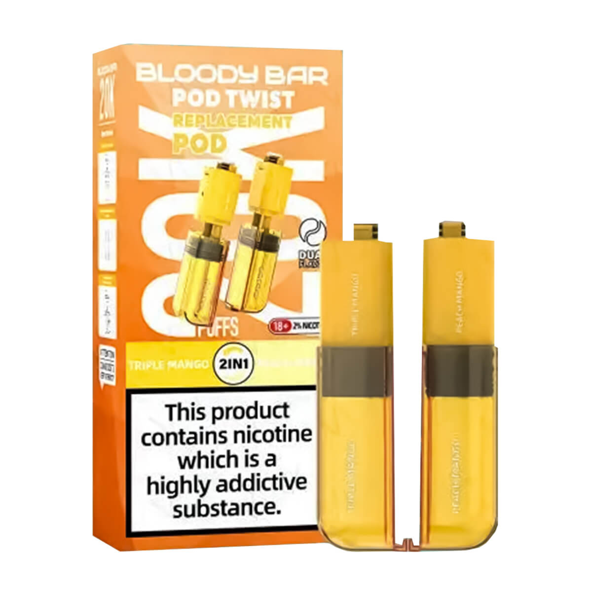 Bloody Bar Ultra Twist 20k Prefilled Pod + Refill Container Triple Mango Peach Mango