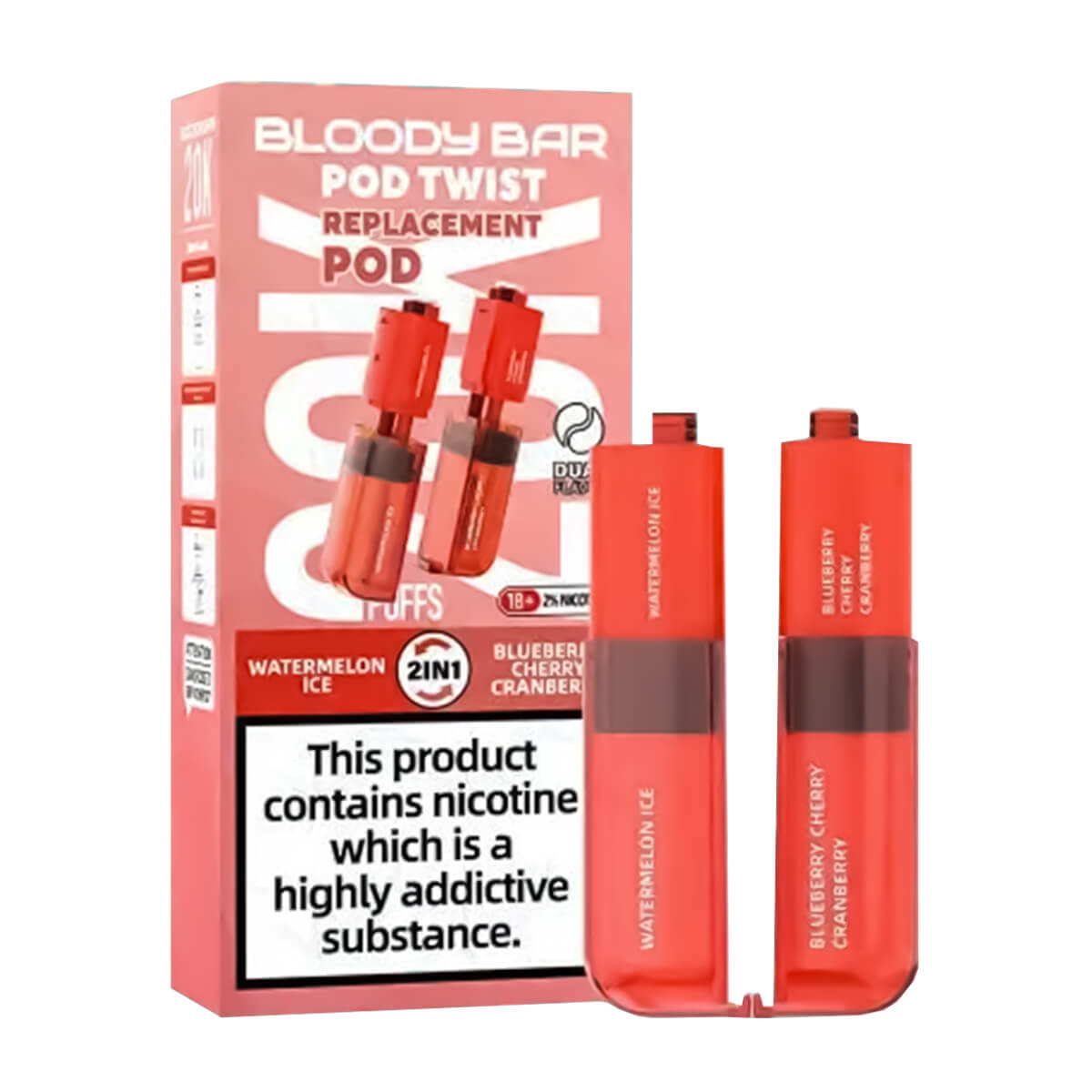 Bloody Bar Ultra Twist 20k Prefilled Pod + Refill Container Watermelon Ice & Blueberry Cherry Cranberry