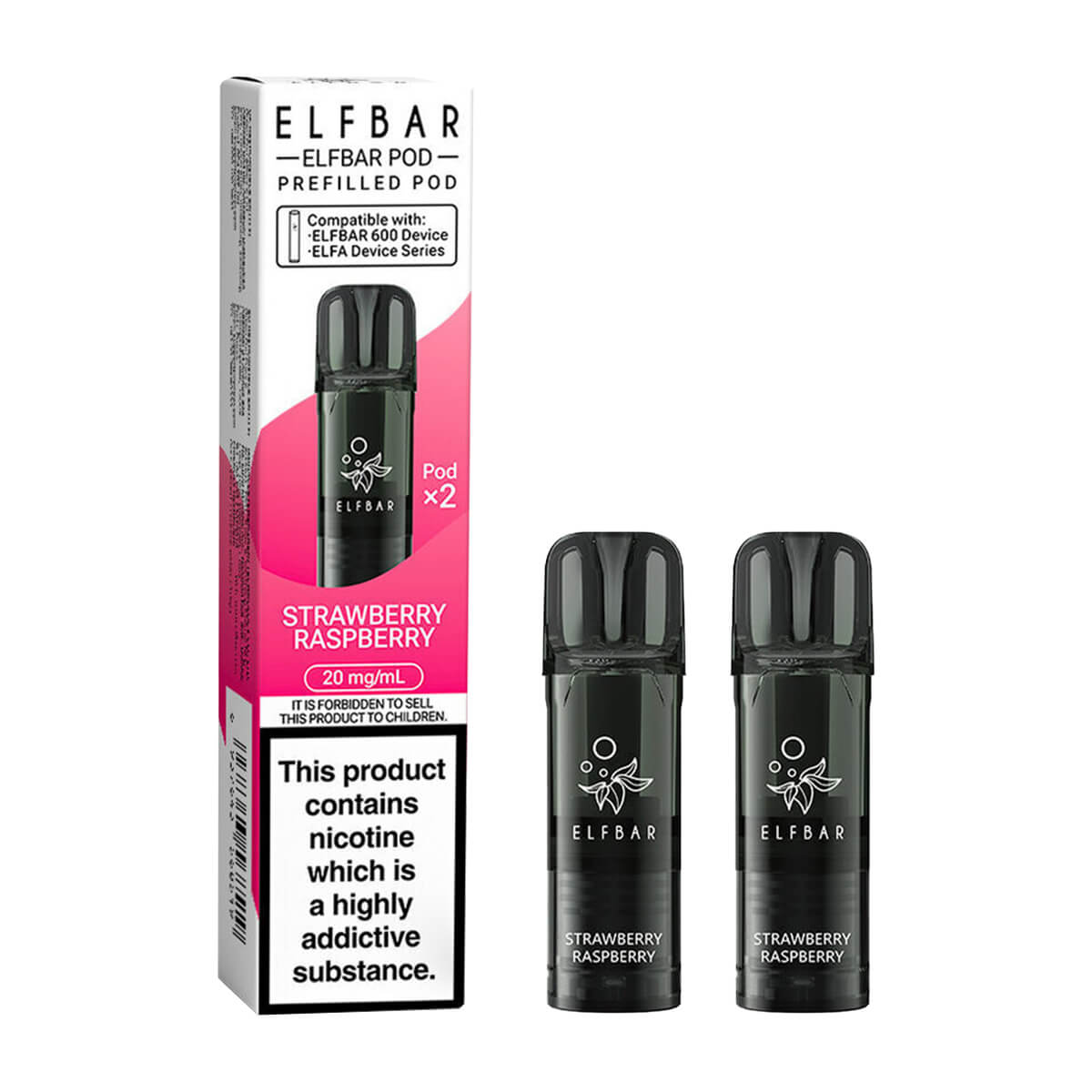 Strawberry Raspberry ELF Bar 600 Prefilled Pods