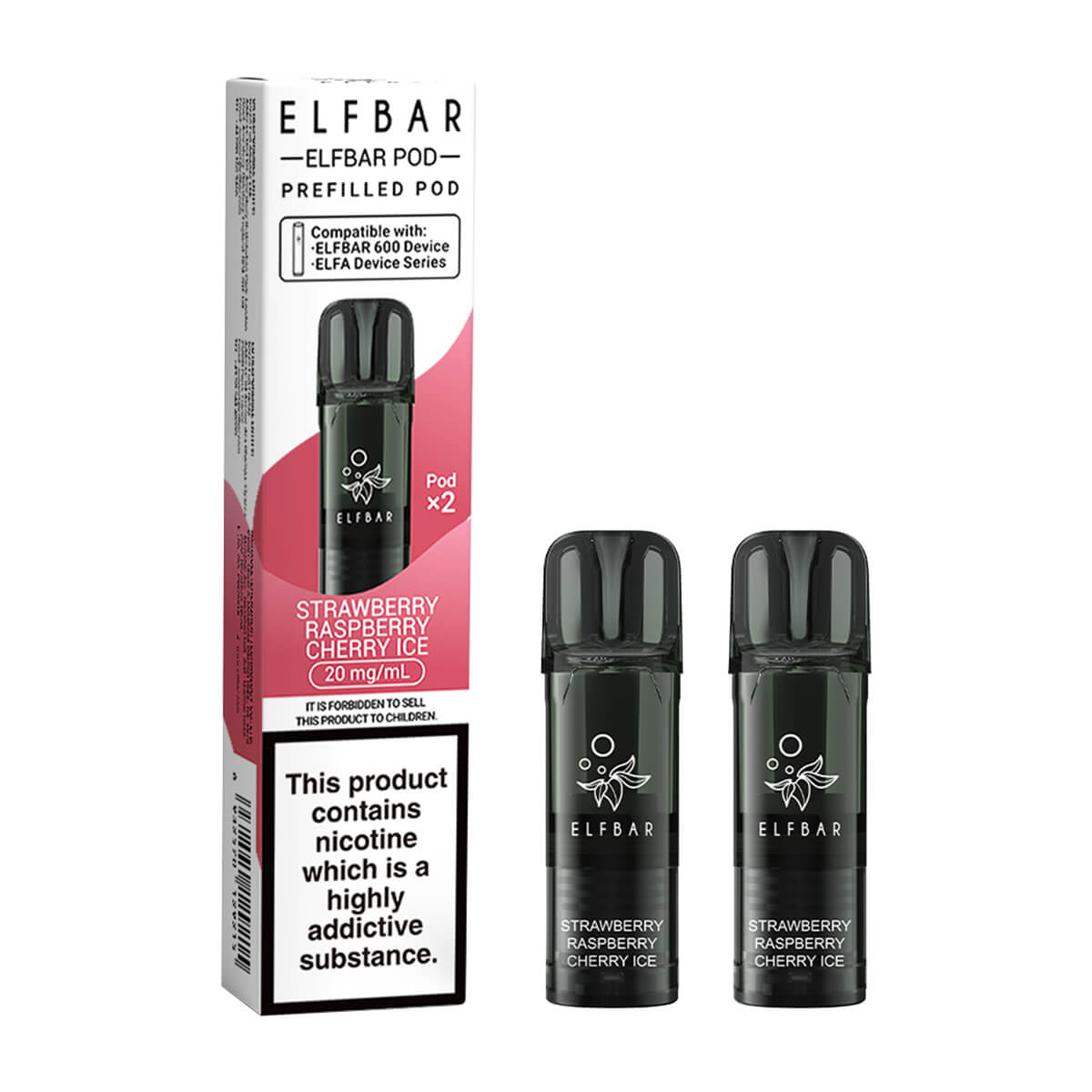 Strawberry Raspberry Cherry Ice ELF Bar 600 Prefilled Pods