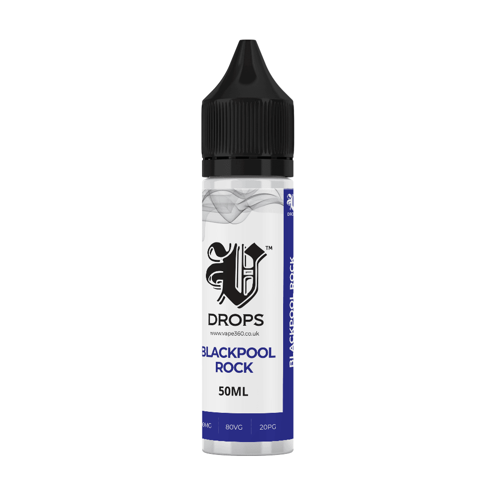 Blackpool Rock 50ml Shortfil E-Liquid - V Drops - White Range