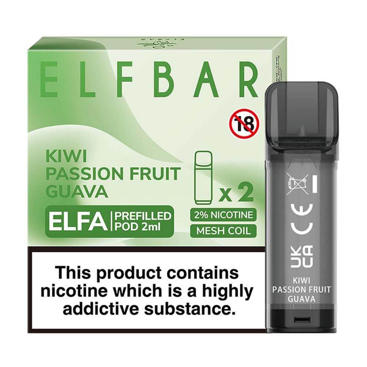 Kiwi Passion Fruit Guava Elfa Prefilled Pods By Elf Bar