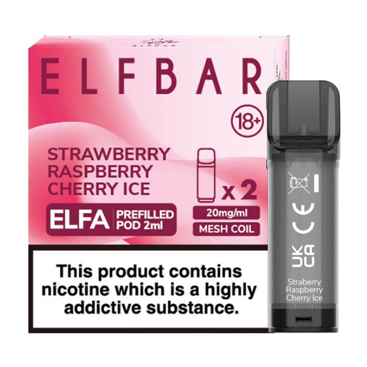 Strawberry Raspberry Cherry Ice Elfa Prefilled Pods By Elf Bar