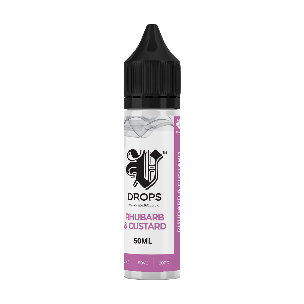 Rhubarb & Custard 50ml Shortfil E-Liquid - V Drops - White Range