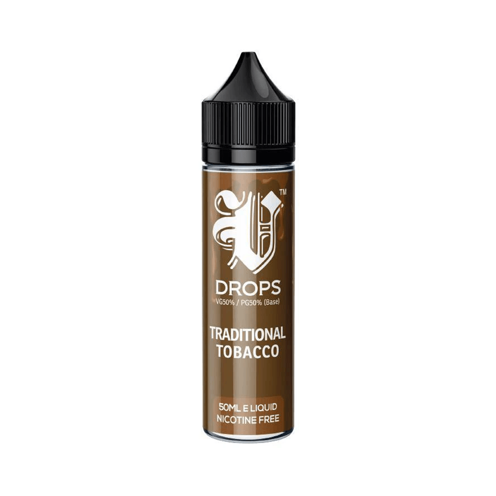 Traditional Tobacco 50ml Short Fill E-Liquid V Drops - Rainbow Range