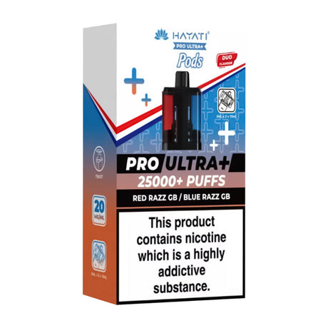 Red Razz GB & Blue Razz GB Pro Ultra Plus 25K Prefilled Pod + Refill by Hayati