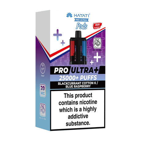 Blackcurrant Cotton Candy / Blue Raspberry Pro Ultra Plus 25K Prefilled Pod + Refill by Hayati