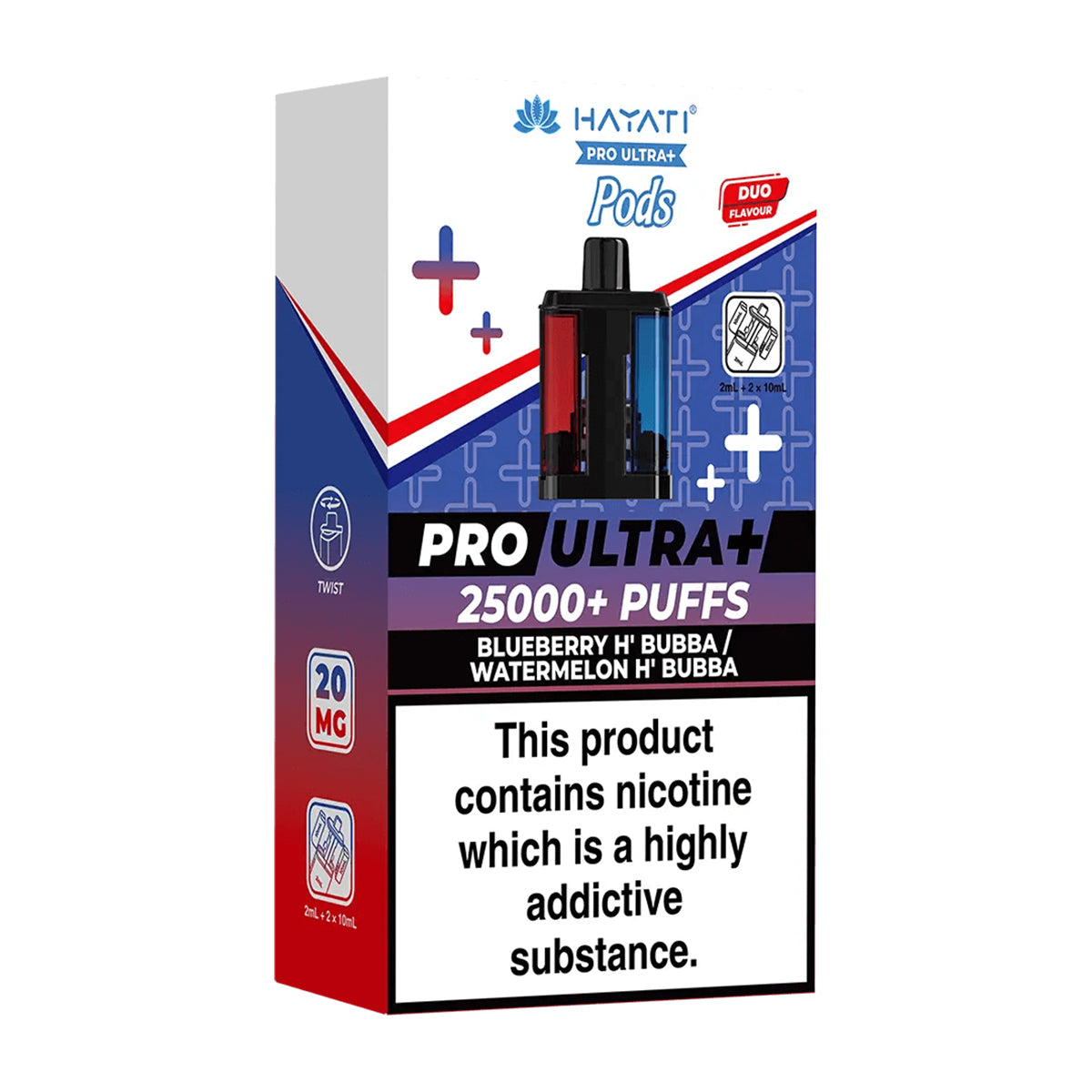Blueberry H'Bubba / Watermelon H'Bubba Pro Ultra Plus 25K Prefilled Pod + Refill by Hayati