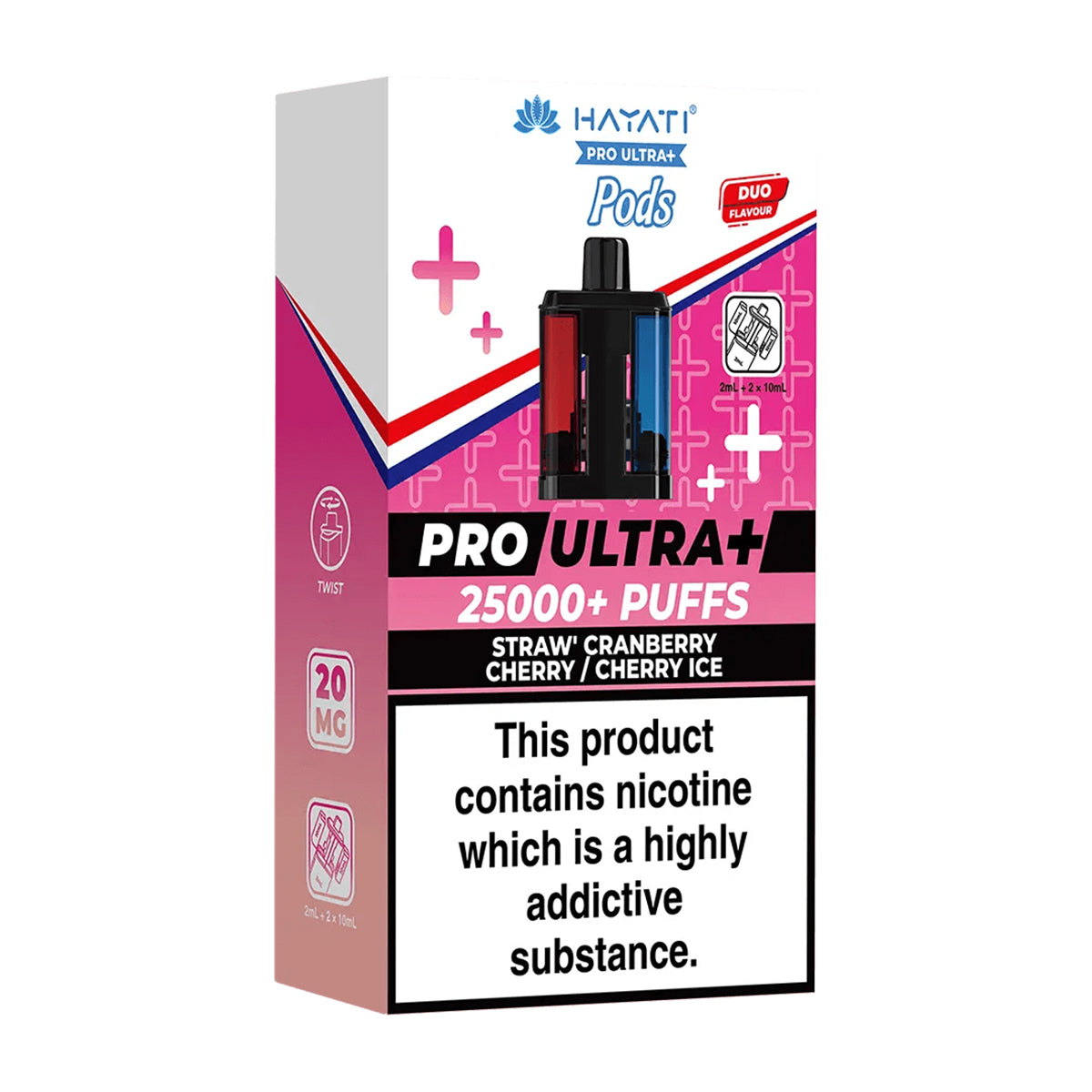 Strawberry Cranberry / Cherry Ice Pro Ultra Plus 25K Prefilled Pod + Refill by Hayati