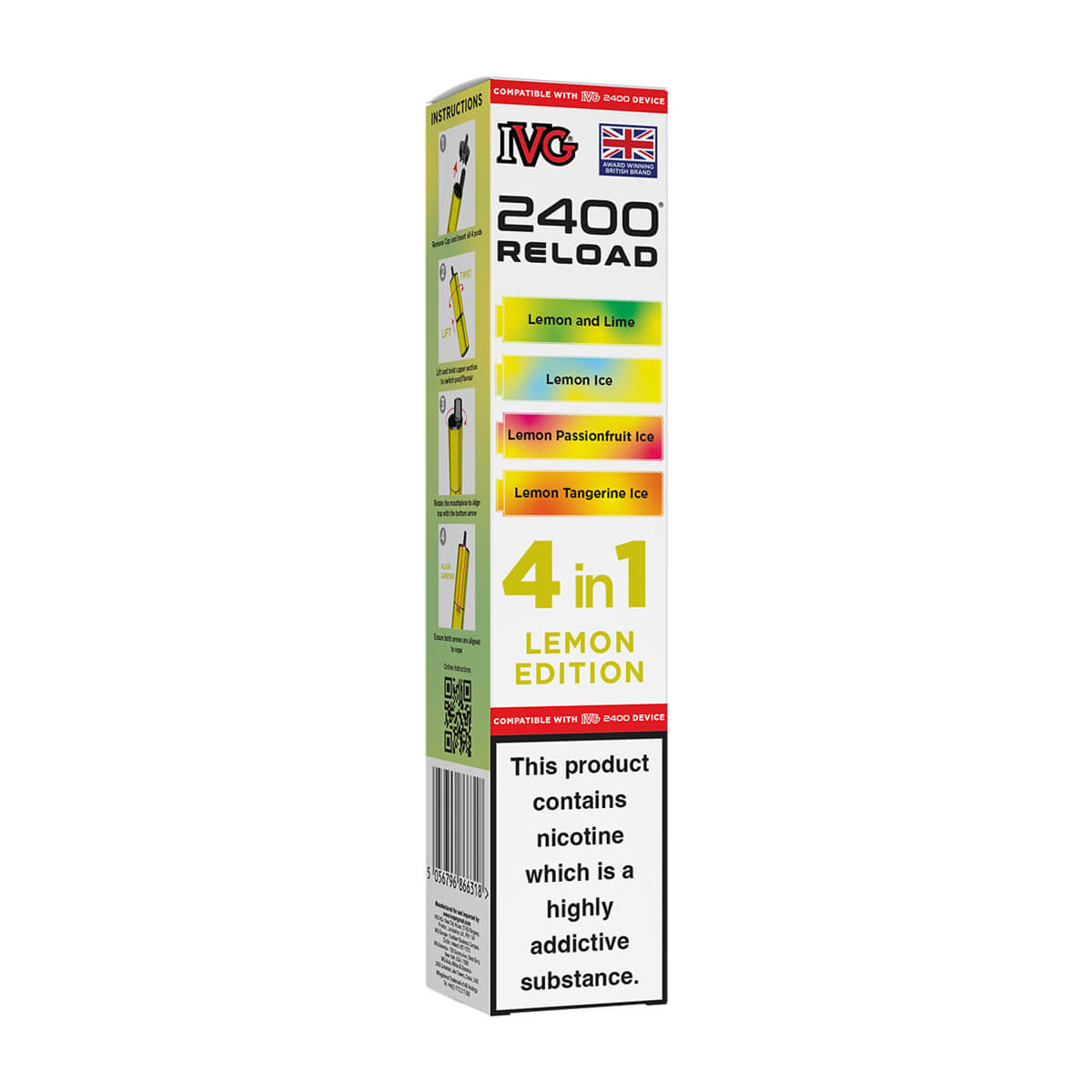 Lemon Edition IVG 2400 Reload Prefilled Pods – Vape 360 Uk