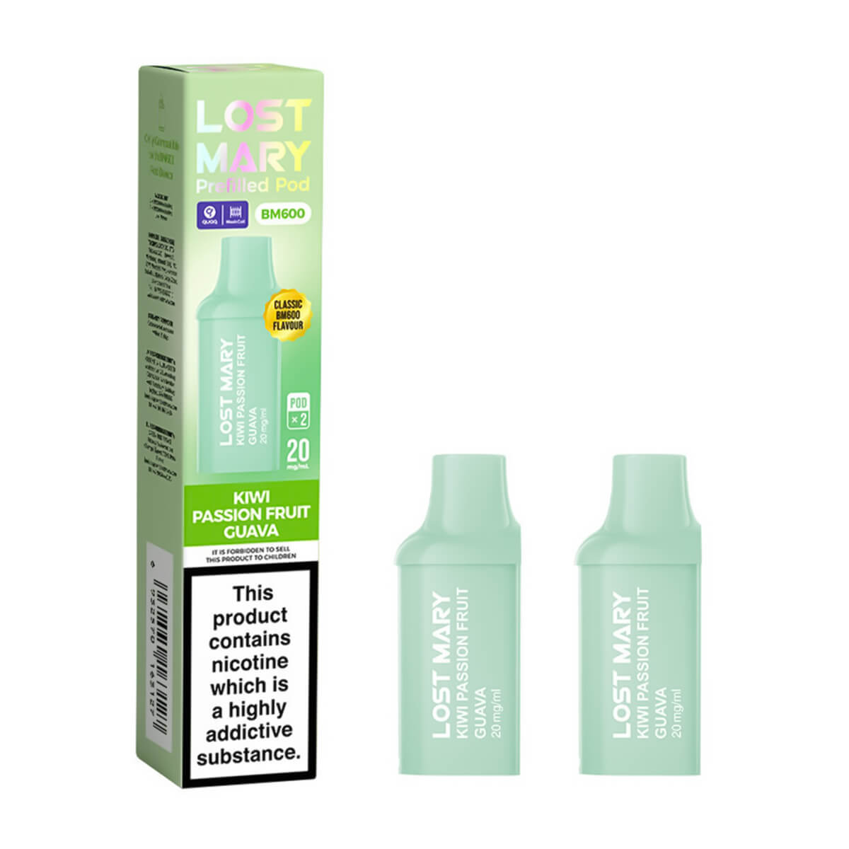 Kiwi Passion Fruit Guava BM600 Prefilled Pods by Lost Mary