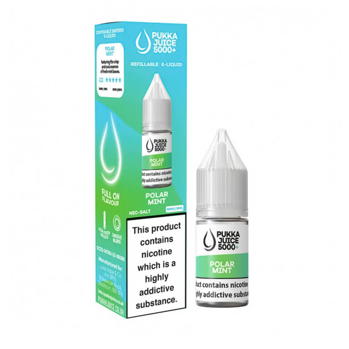 Polar Mint Nic Salt E Liquid By Pukka Juice 5000+