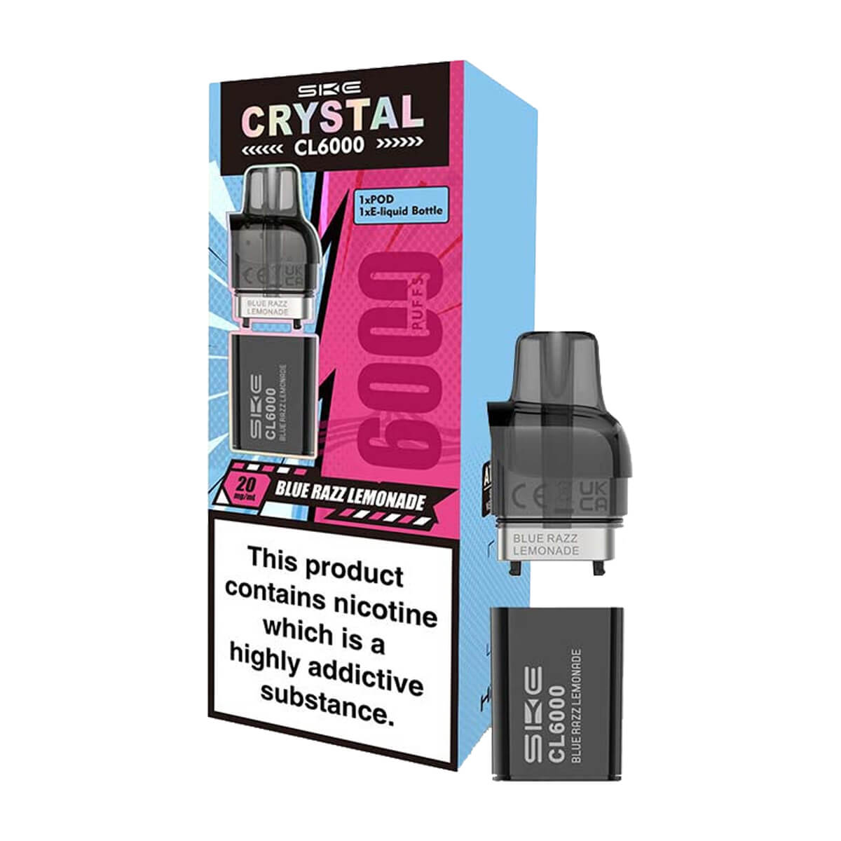 Blue Razz Lemonade Crystal CL6000 Prefilled Pods by SKE | Vape 360 Uk
