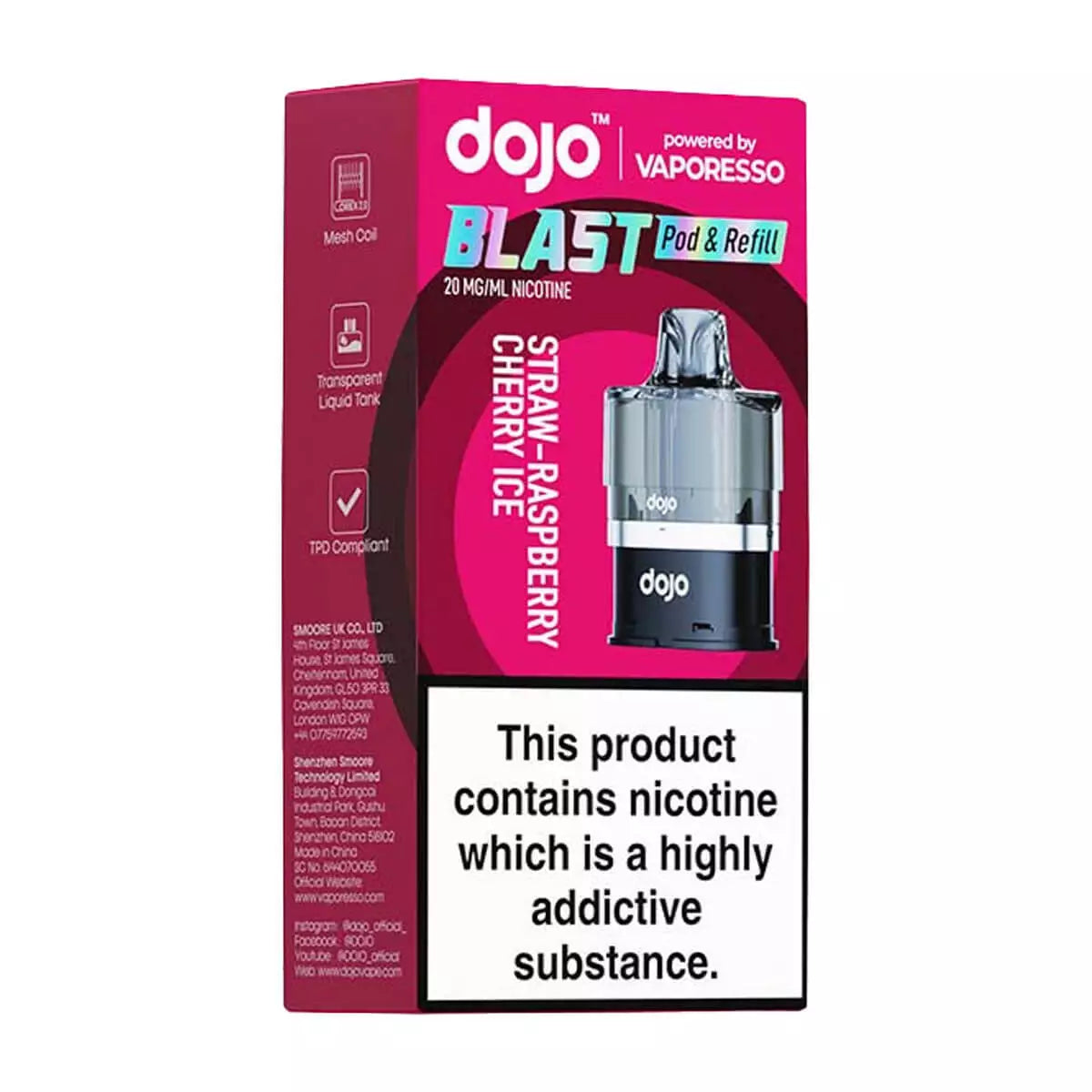 Straw-Raspberry Cherry Ice DoJo Blast 6000 Prefilled Pods