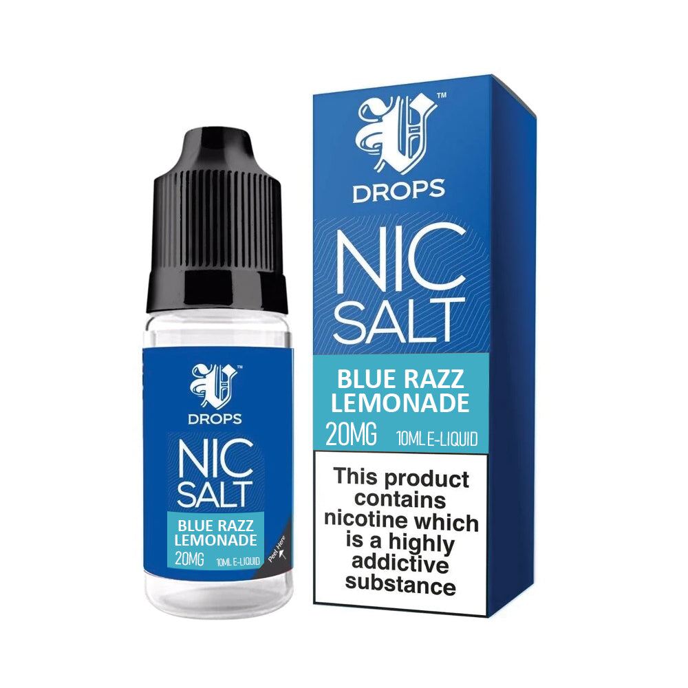 V Drops 10ml Nic Salt E-Liquid Blue Razz Lemonade