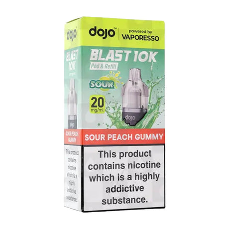 Sour Peach Gummy DoJo Blast 10k Prefilled Pods + Refills by Vaporesso