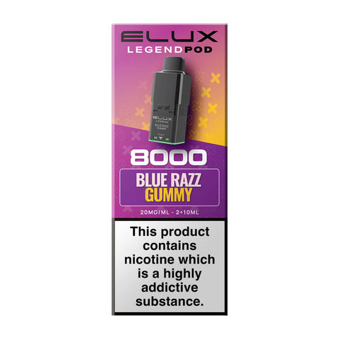Blue Razz Gummy Elux Legend 8000 Prefilled Pod + Refill