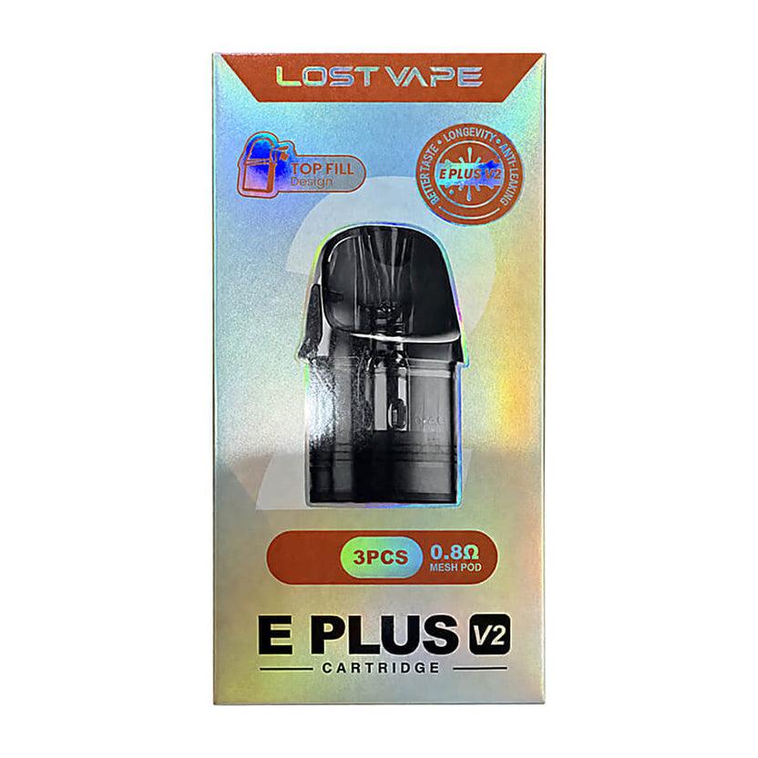 Lost Vape E Plus Cartridge V2 Top Fill Replacement Pods - 3 x 0.8 Ohm