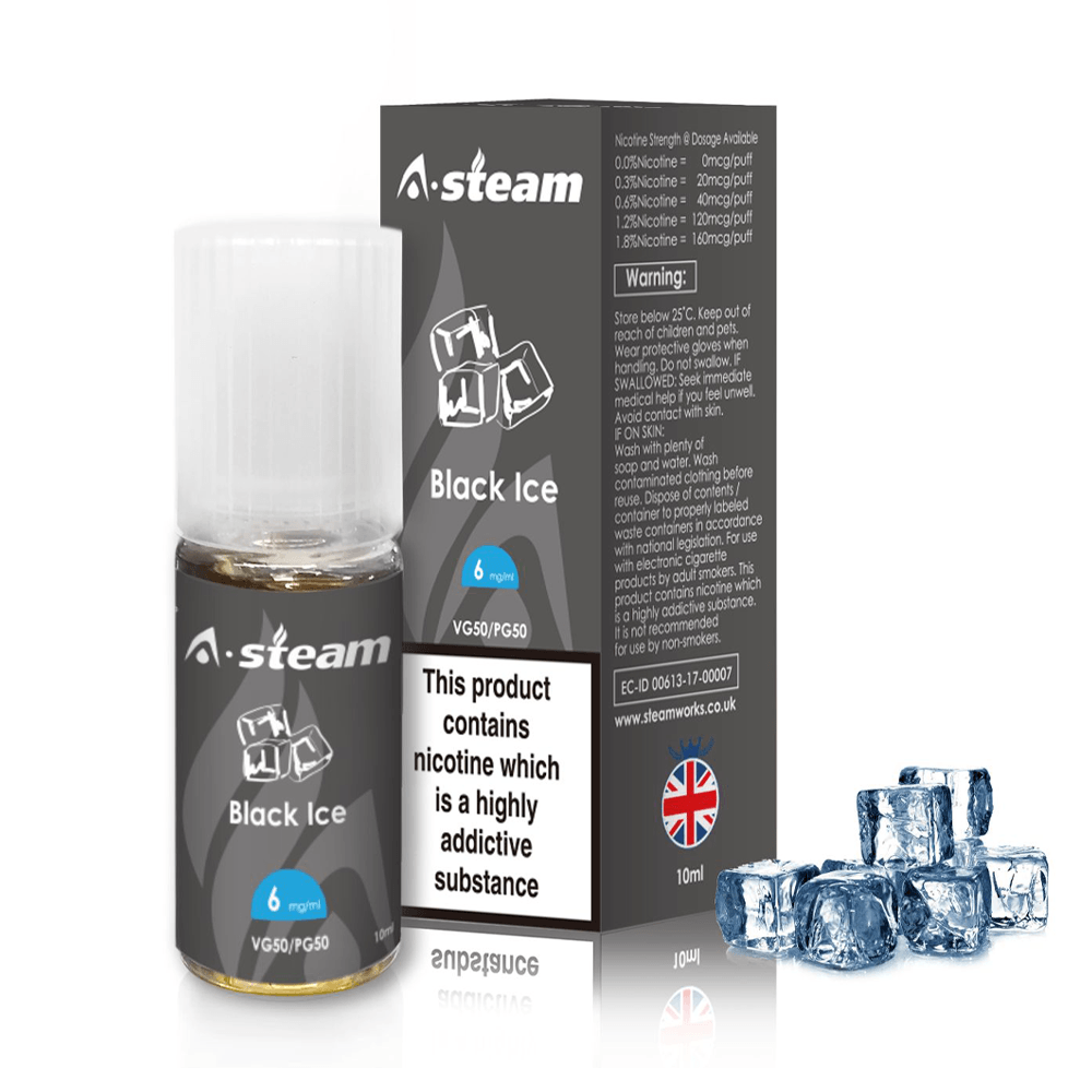 A Steam Black Ice 10ml E-Liquid  Vape 360 Uk