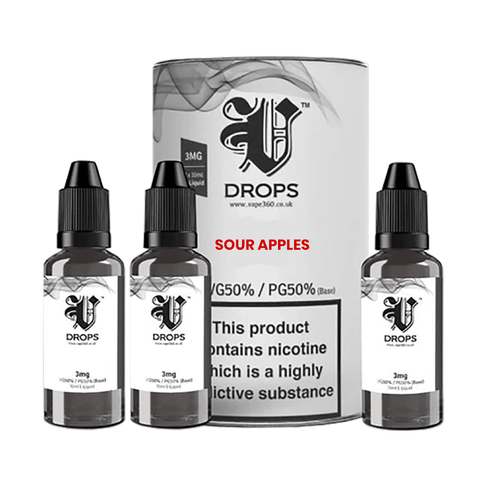 Sour Apples 3xE-Liquid by V Drops - White Range