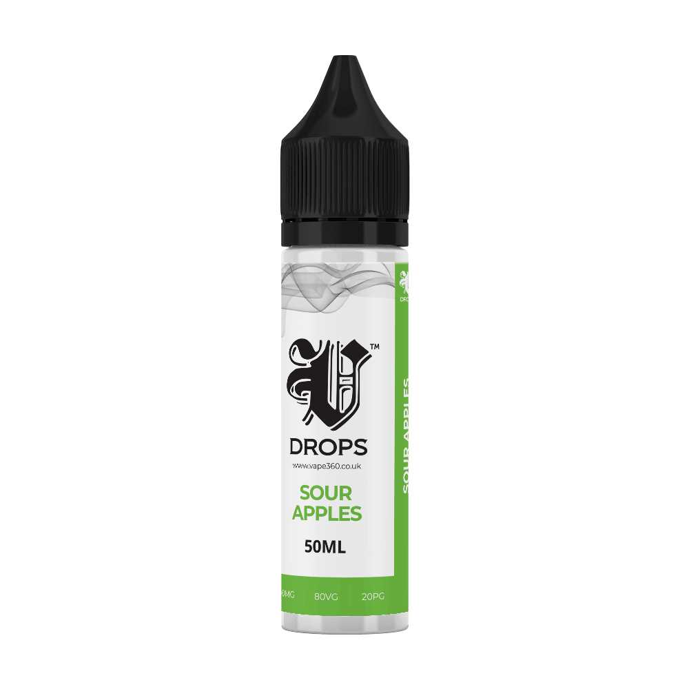 Sour Apples 50ml Shortfil E-Liquid - V Drops - White Range