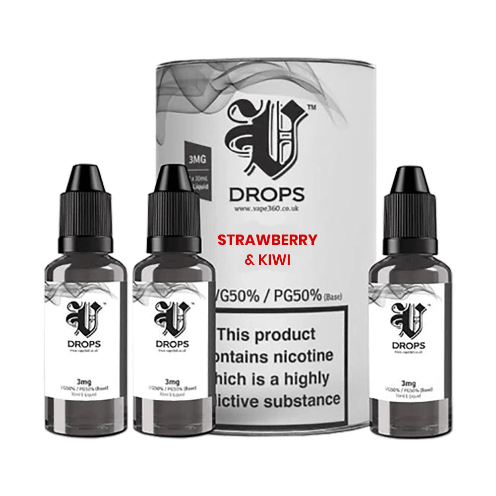 Strawberry & Kiwi 3xE-Liquid by V Drops - White Range