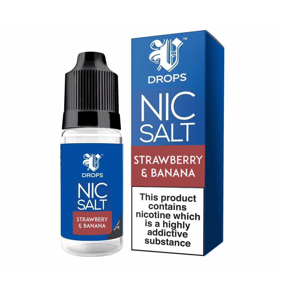 Strawberry & Banana Nic Salt E-Liquid V Drops - Rainbow Range