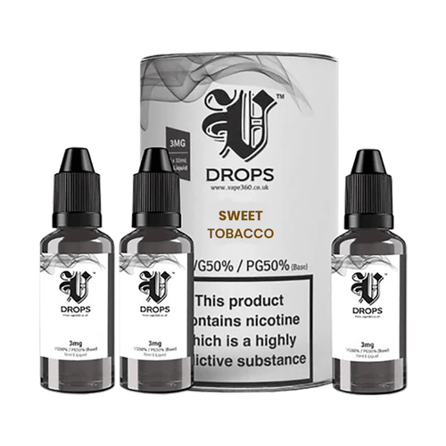 Sweet Tobacco 3xE-Liquid by V Drops - White Range